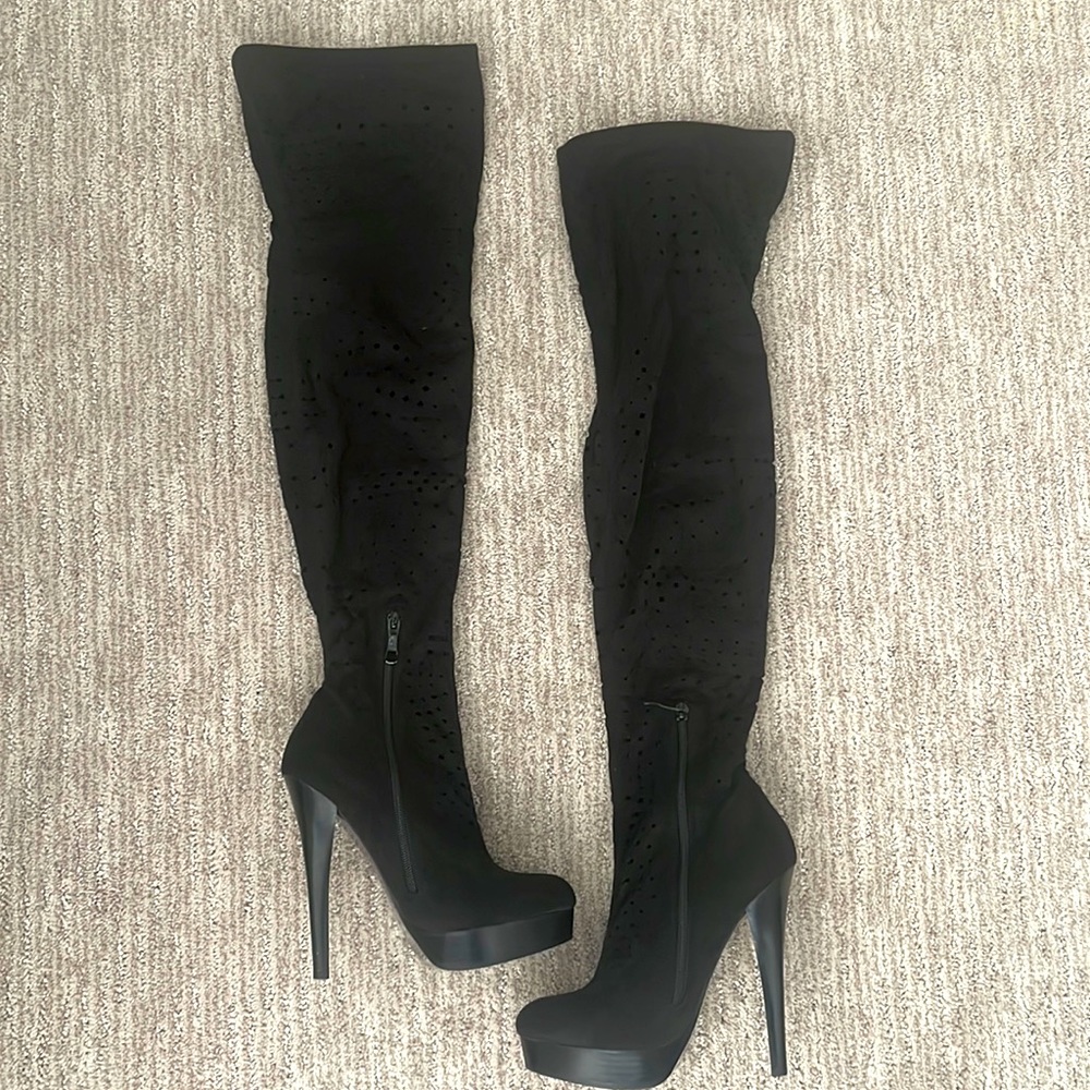 Bebe black thigh high boot